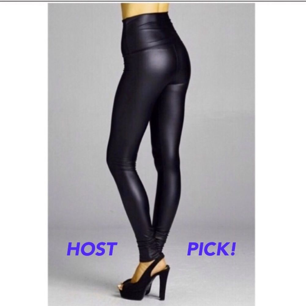 FAUX LEATHER HIGH WAISTED LEGGINGS - Picture 3 of 6